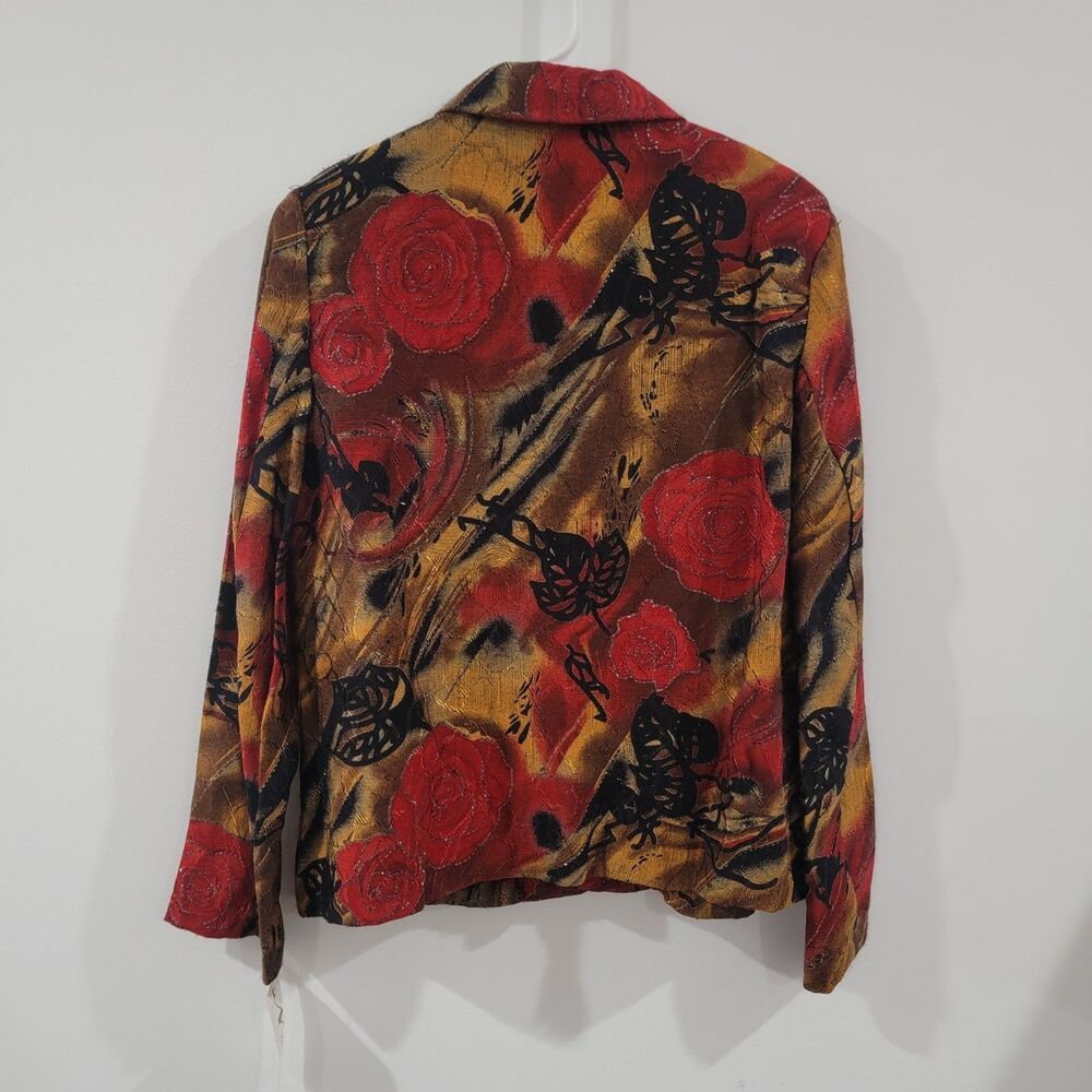 Vintage N Touch Womens‎ Jacket Size 10 Roses Colorful Art Abstract - Picture 2 of 9